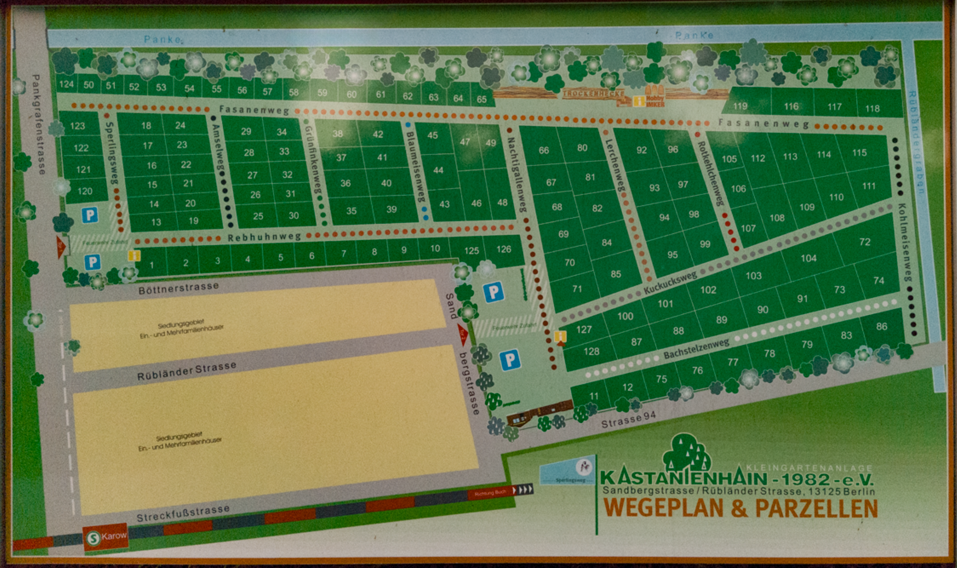 Der Wegeplan der Kleingartenanlagen 